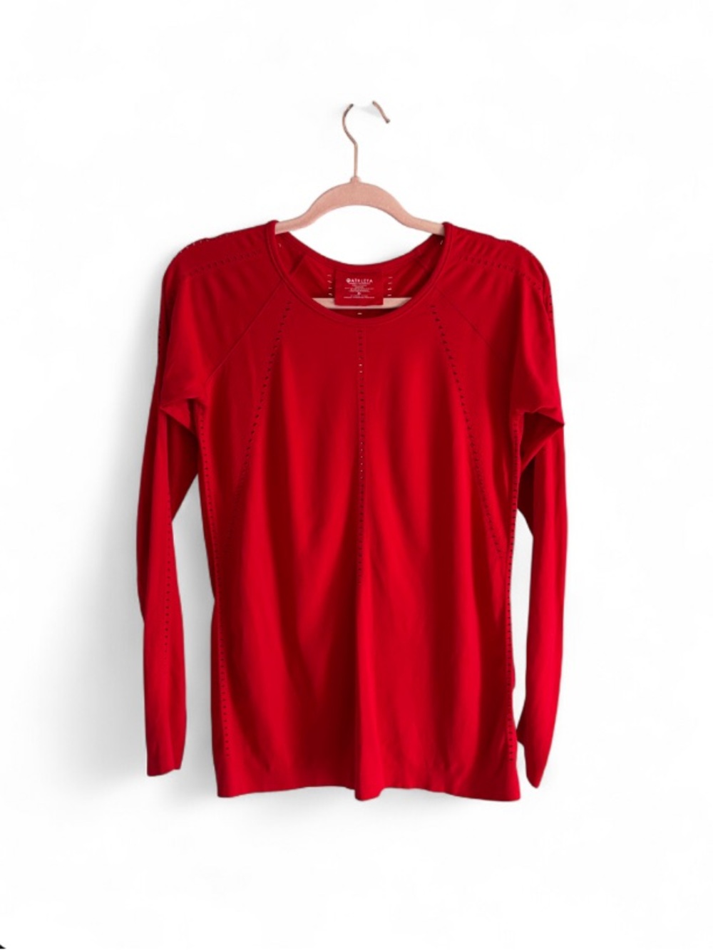Athleta Foothill Red Long Sleeve Seamless Workout Top Sz M